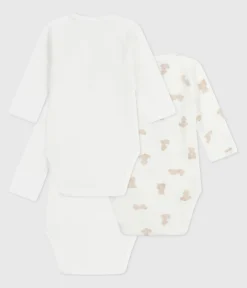Petit Bateau Newborn|Bodys*Set langärmeliger Wickelbodys aus bedruckter Baumwolle variante 1