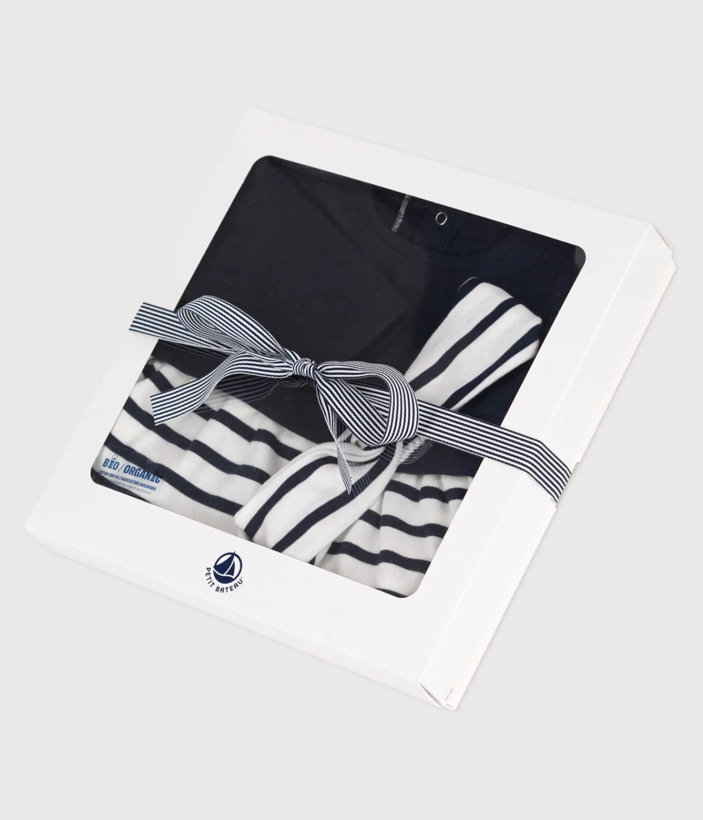 Petit Bateau Kleider*Set langärmeliges Baby-Kleid aus Doppeljersey und Baumwolle und dazu passendes Baby-Stirnband. variante 1