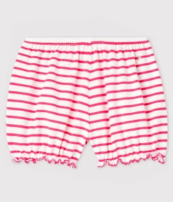 Petit Bateau Shorts, Hosen, Leggings*Slip mit Ringelstreifen für Mädchen weiss MARSHMALLOW/rosa GEISHA