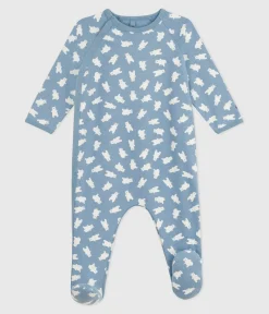 Petit Bateau Schlafanzüge, Strampler|Newborn*Strampler aus aufgerautem Molton mit Motiv blau ADRIATIC/ MILK