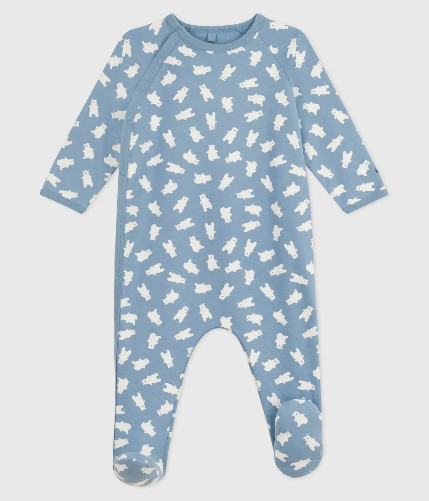 Petit Bateau Schlafanzüge, Strampler|Newborn*Strampler aus aufgerautem Molton mit Motiv blau ADRIATIC/ MILK