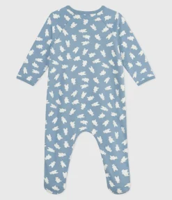 Petit Bateau Schlafanzüge, Strampler|Newborn*Strampler aus aufgerautem Molton mit Motiv blau ADRIATIC/ MILK