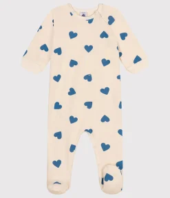 Petit Bateau Schlafanzüge, Strampler*Strampler aus aufgerautem Molton mit Herzmotiv blau AVALANCHE/ BEACH