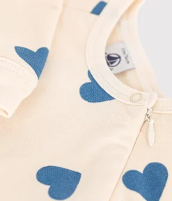 Petit Bateau Schlafanzüge, Strampler*Strampler aus aufgerautem Molton mit Herzmotiv blau AVALANCHE/ BEACH
