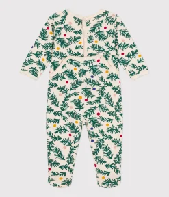 Petit Bateau Schlafanzüge, Strampler*Strampler aus aufgerautem Molton mit Tannenbaum-Motiv weiss AVALANCHE/ MULTICO