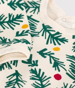 Petit Bateau Schlafanzüge, Strampler*Strampler aus aufgerautem Molton mit Tannenbaum-Motiv weiss AVALANCHE/ MULTICO