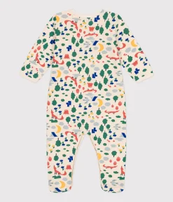 Petit Bateau Schlafanzüge, Strampler*Strampler aus aufgerautem Molton mit Waldmotiv weiss AVALANCHE/ MULTICO