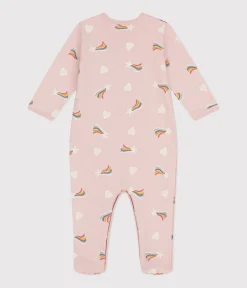 Petit Bateau Schlafanzüge, Strampler*Strampler aus aufgerautem Molton mit Sternchen und Herzen rosa SALINE/weiss MULTICO