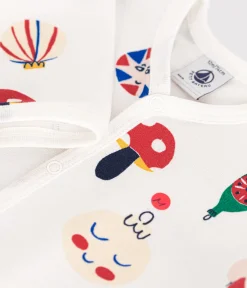 Petit Bateau Schlafanzüge, Strampler*Strampler aus aufgerautem Molton mit Weihnachtskugel-Motiv weiss MARSHMALLOW/weiss MULTICO