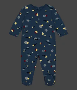 Petit Bateau Schlafanzüge, Strampler*Strampler aus aufgerautem Molton mit Weltraummotiven blau BEACH/ MULTICO