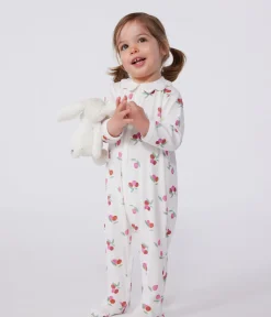 Petit Bateau Schlafanzüge, Strampler*Strampler aus Baumwolle Kragen in Blütenform mit Fruchtmotiv weiss MARSHMALLOW/weiss MULTICO