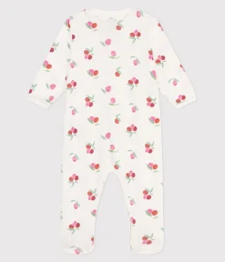 Petit Bateau Schlafanzüge, Strampler*Strampler aus Baumwolle Kragen in Blütenform mit Fruchtmotiv weiss MARSHMALLOW/weiss MULTICO