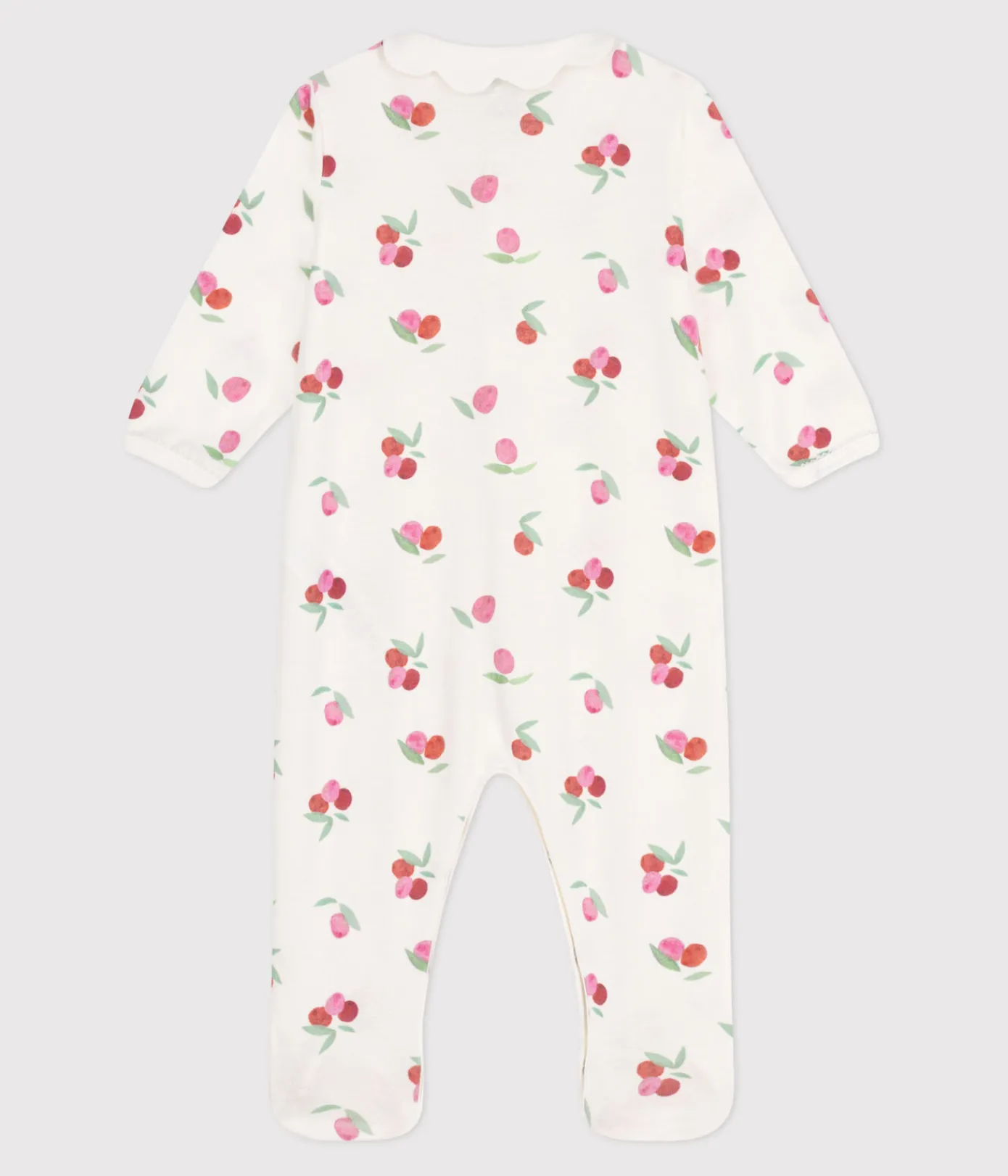Petit Bateau Schlafanzüge, Strampler*Strampler aus Baumwolle Kragen in Blütenform mit Fruchtmotiv weiss MARSHMALLOW/weiss MULTICO