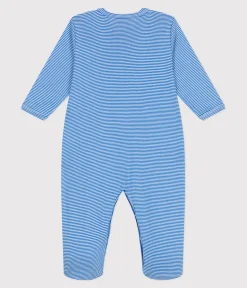 Petit Bateau Schlafanzüge, Strampler*Strampler aus Baumwolle mit Streifen DELPHINIUM/ MARSHMALLOW
