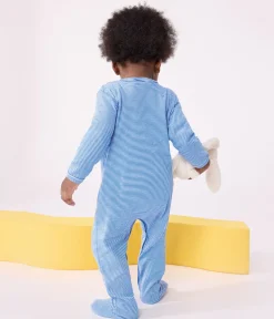 Petit Bateau Schlafanzüge, Strampler*Strampler aus Baumwolle mit Streifen DELPHINIUM/ MARSHMALLOW
