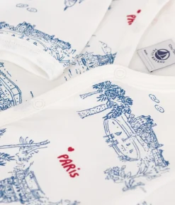 Petit Bateau Schlafanzüge, Strampler*Strampler aus Baumwolle mit Paris-Motiv weiss MARSHMALLOW/weiss MULTICO