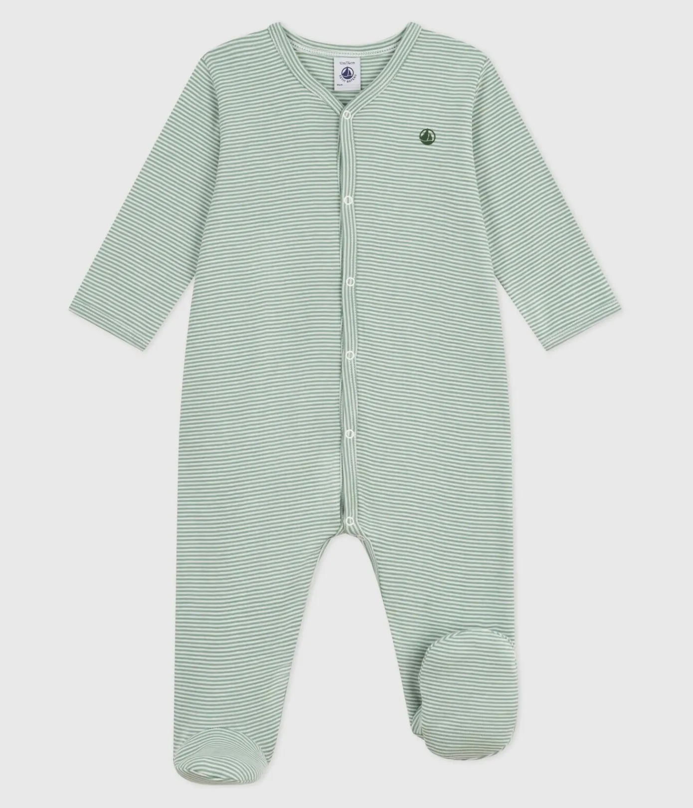 Petit Bateau Schlafanzüge, Strampler*Strampler aus Baumwolle mit Ringelstreifen SAULE/ MARSHMALLOW