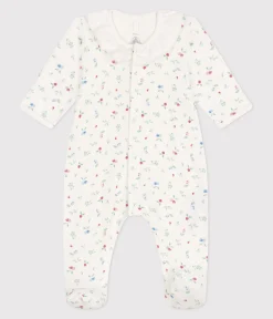 Petit Bateau Schlafanzüge, Strampler|Newborn*Strampler aus Baumwolle mit geblümtem Kragen weiss MARSHMALLOW/weiss MULTICO