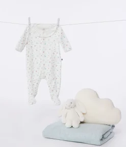 Petit Bateau Schlafanzüge, Strampler|Newborn*Strampler aus Baumwolle mit geblümtem Kragen weiss MARSHMALLOW/weiss MULTICO