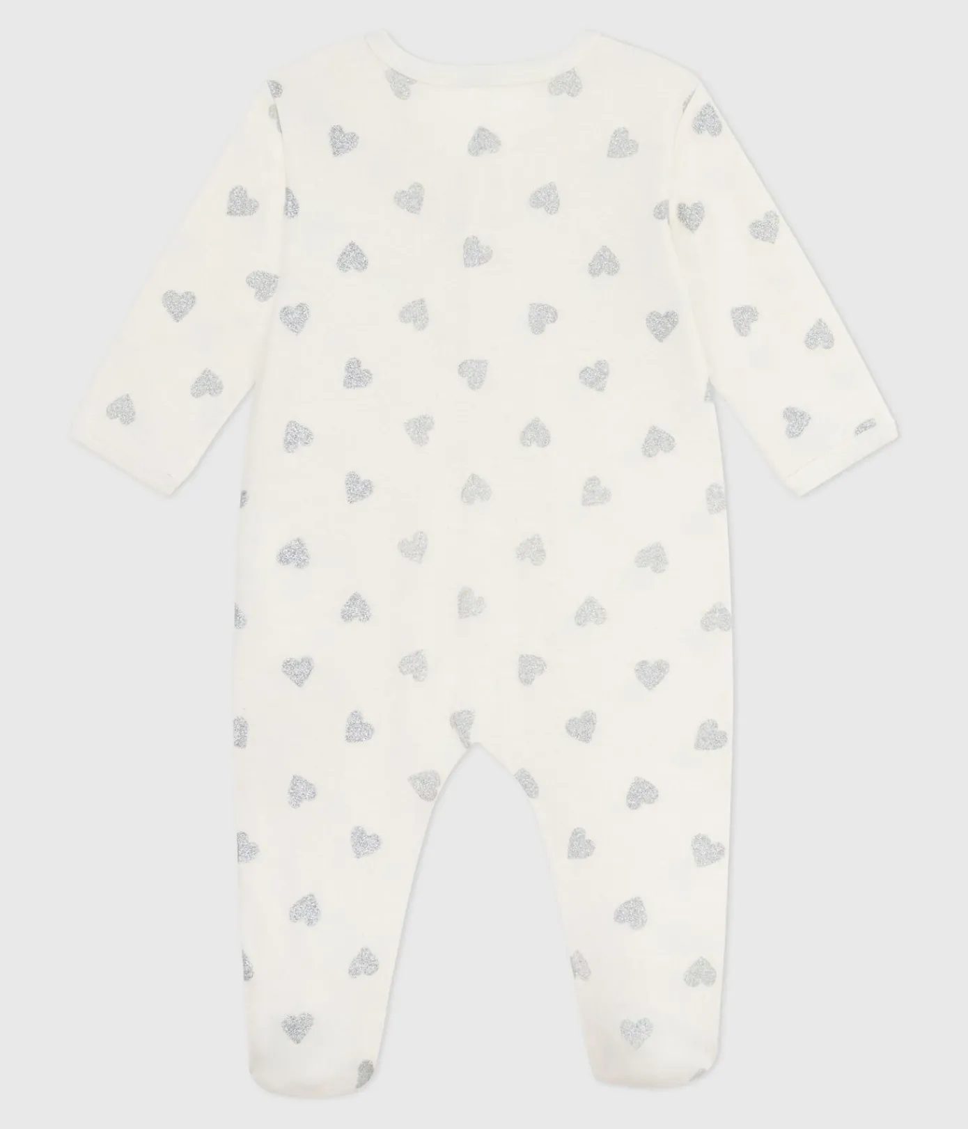 Petit Bateau Schlafanzüge, Strampler*Strampler aus Baumwolle mit silberfarbenen Herzen naturfarben MILK/ ARGENT