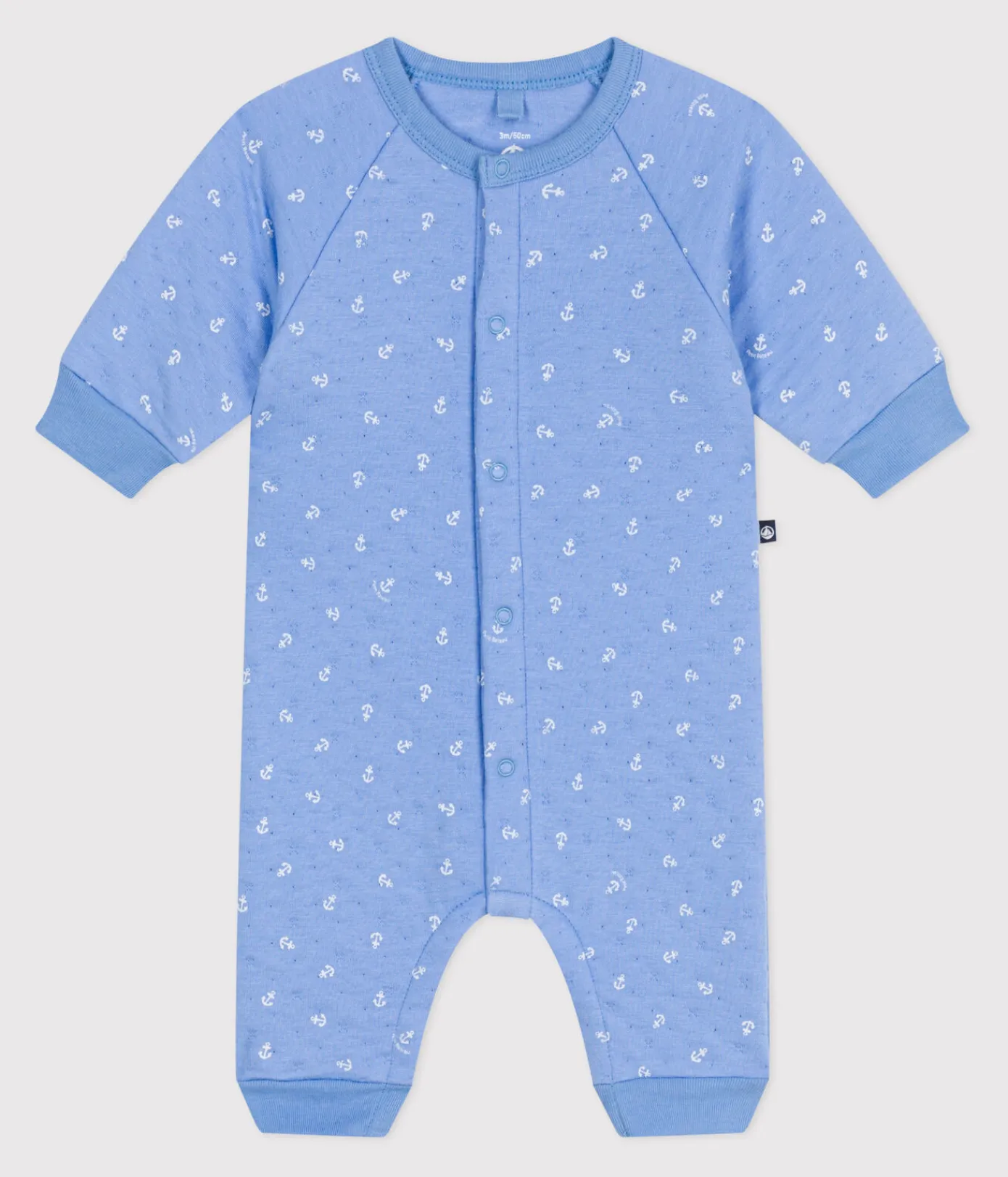 Petit Bateau Sets, Overalls & Latzhosen|Newborn*Strampler aus Baumwolle mit kleinen Ankern. blau EDNA/weiss MARSHMALLOW