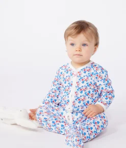 Petit Bateau Schlafanzüge, Strampler*Strampler aus Baumwolle mit Blümchen weiss MARSHMALLOW/weiss MULTICO