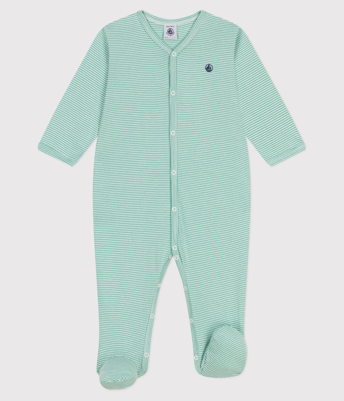 Petit Bateau Schlafanzüge, Strampler*Strampler aus Baumwolle mit Streifen grün ALOEVERA
