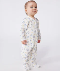 Petit Bateau Schlafanzüge, Strampler*Strampler aus Baumwolle mit Minibus weiss MARSHMALLOW/weiss MULTICO