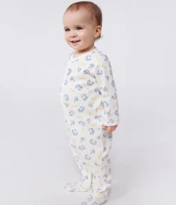 Petit Bateau Schlafanzüge, Strampler*Strampler aus Baumwolle mit Minibus weiss MARSHMALLOW/weiss MULTICO