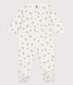 Petit Bateau Schlafanzüge, Strampler*Strampler aus Baumwolle mit Minibus weiss MARSHMALLOW/weiss MULTICO