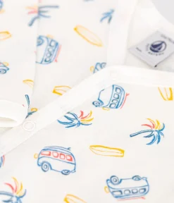 Petit Bateau Schlafanzüge, Strampler*Strampler aus Baumwolle mit Minibus weiss MARSHMALLOW/weiss MULTICO