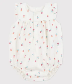 Petit Bateau Sets, Overalls & Latzhosen|Newborn*Strampler aus Baumwolle mit kleinen Feldblumen weiss MARSHMALLOW/weiss MULTICO