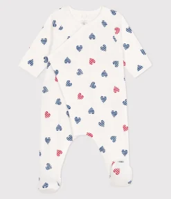 Petit Bateau Schlafanzüge, Strampler|Newborn*Strampler aus Baumwolle mit gestreiftem Herz weiss MARSHMALLOW/weiss MULTICO