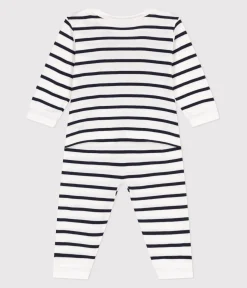 Petit Bateau Schlafanzüge, Strampler*Strampler aus Baumwolle ohne Druckknöpfe mit Herzmotiv weiss MARSHMALLOW/blau SMOKING