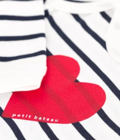 Petit Bateau Schlafanzüge, Strampler*Strampler aus Baumwolle ohne Druckknöpfe mit Herzmotiv weiss MARSHMALLOW/blau SMOKING