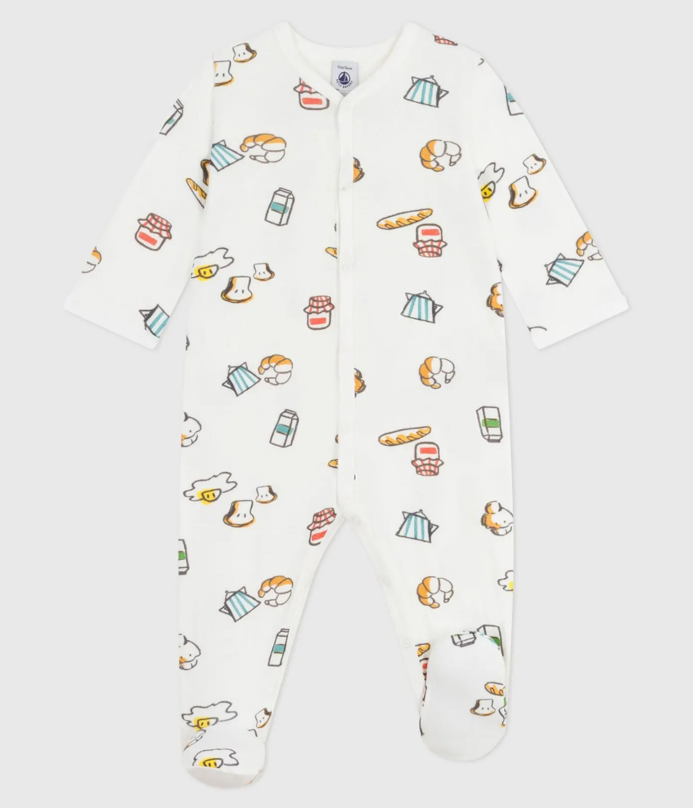 Petit Bateau Schlafanzüge, Strampler*Strampler aus bedrucktem Doppeljersey weiss MARSHMALLOW/weiss MULTICO