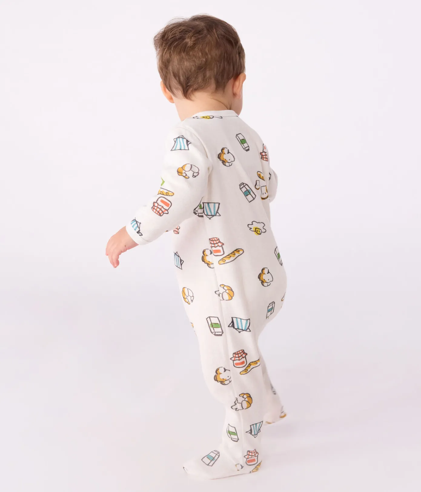 Petit Bateau Schlafanzüge, Strampler*Strampler aus bedrucktem Doppeljersey weiss MARSHMALLOW/weiss MULTICO