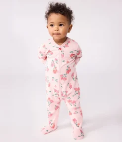 Petit Bateau Schlafanzüge, Strampler*Strampler aus Doppeljersey mit Blumenmuster rosa JOLI/weiss MULTICO