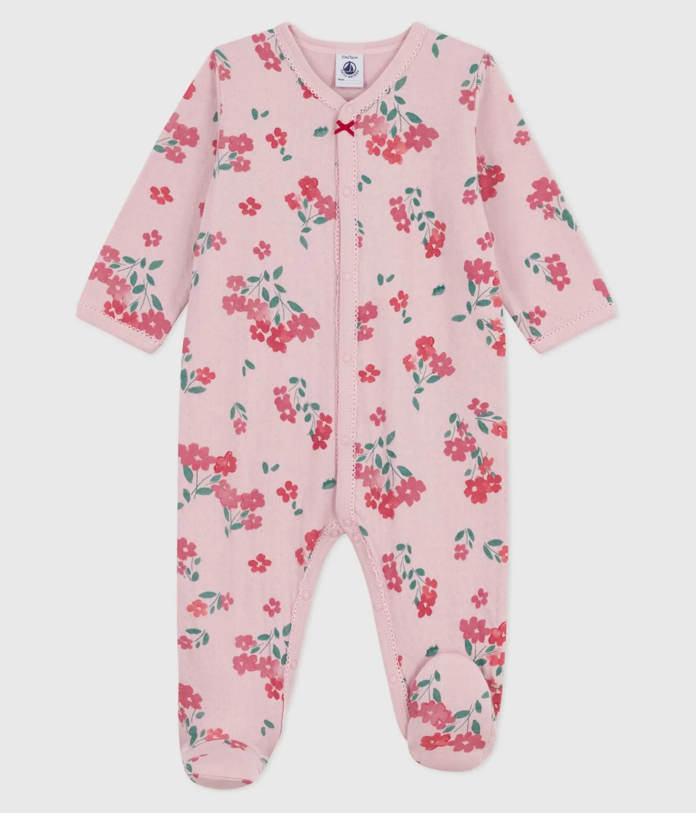 Petit Bateau Schlafanzüge, Strampler*Strampler aus Doppeljersey mit Blumenmuster rosa JOLI/weiss MULTICO