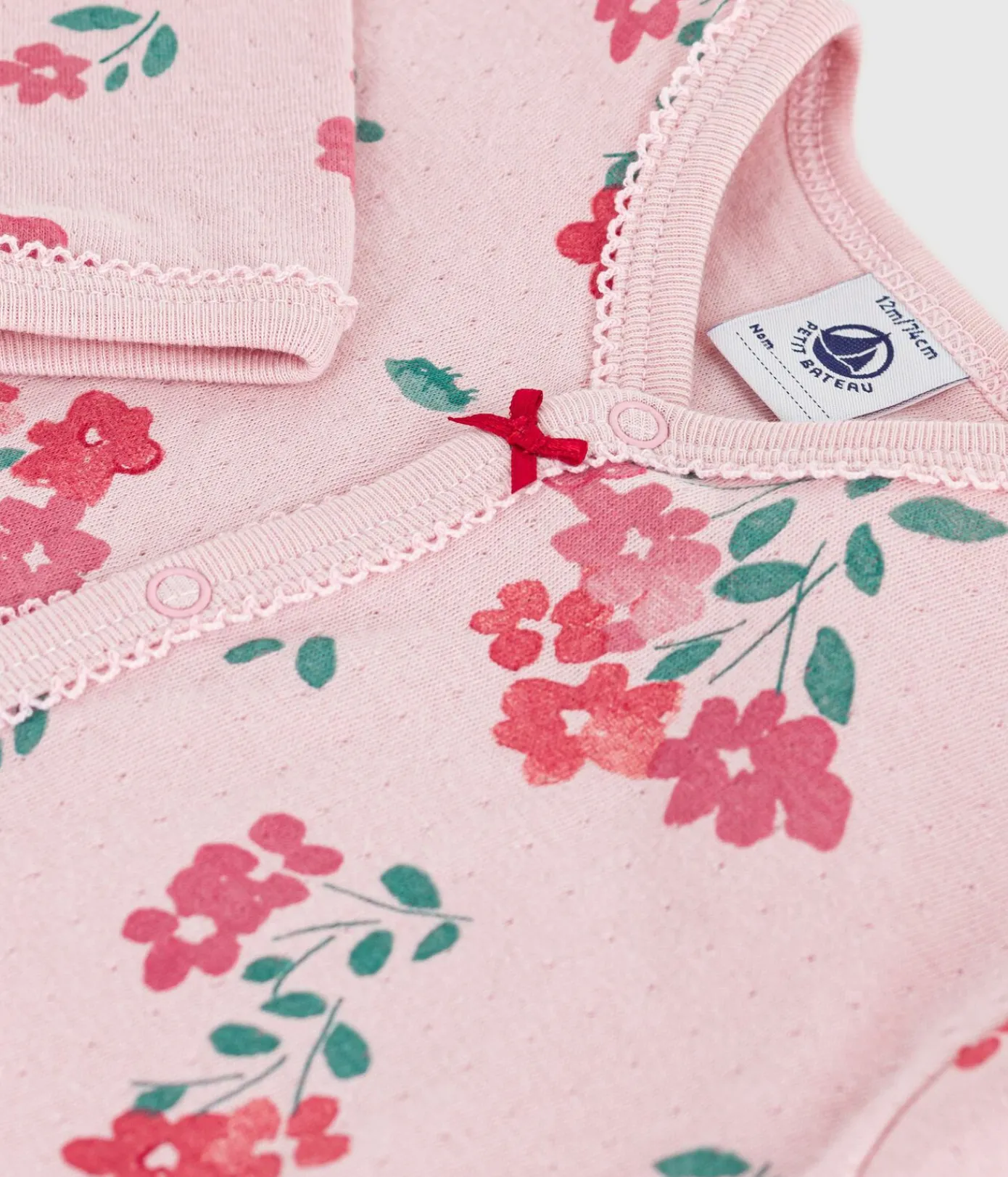 Petit Bateau Schlafanzüge, Strampler*Strampler aus Doppeljersey mit Blumenmuster rosa JOLI/weiss MULTICO