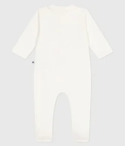 Petit Bateau Schlafanzüge, Strampler|Newborn*Strampler aus Doppeljersey mit einfarbigem Kragen weiss MARSHMALLOW