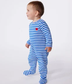 Petit Bateau Schlafanzüge, Strampler*Strampler aus Doppeljersey mit Öffnung am Rücken und Streifen PERSE/ AVALANCHE