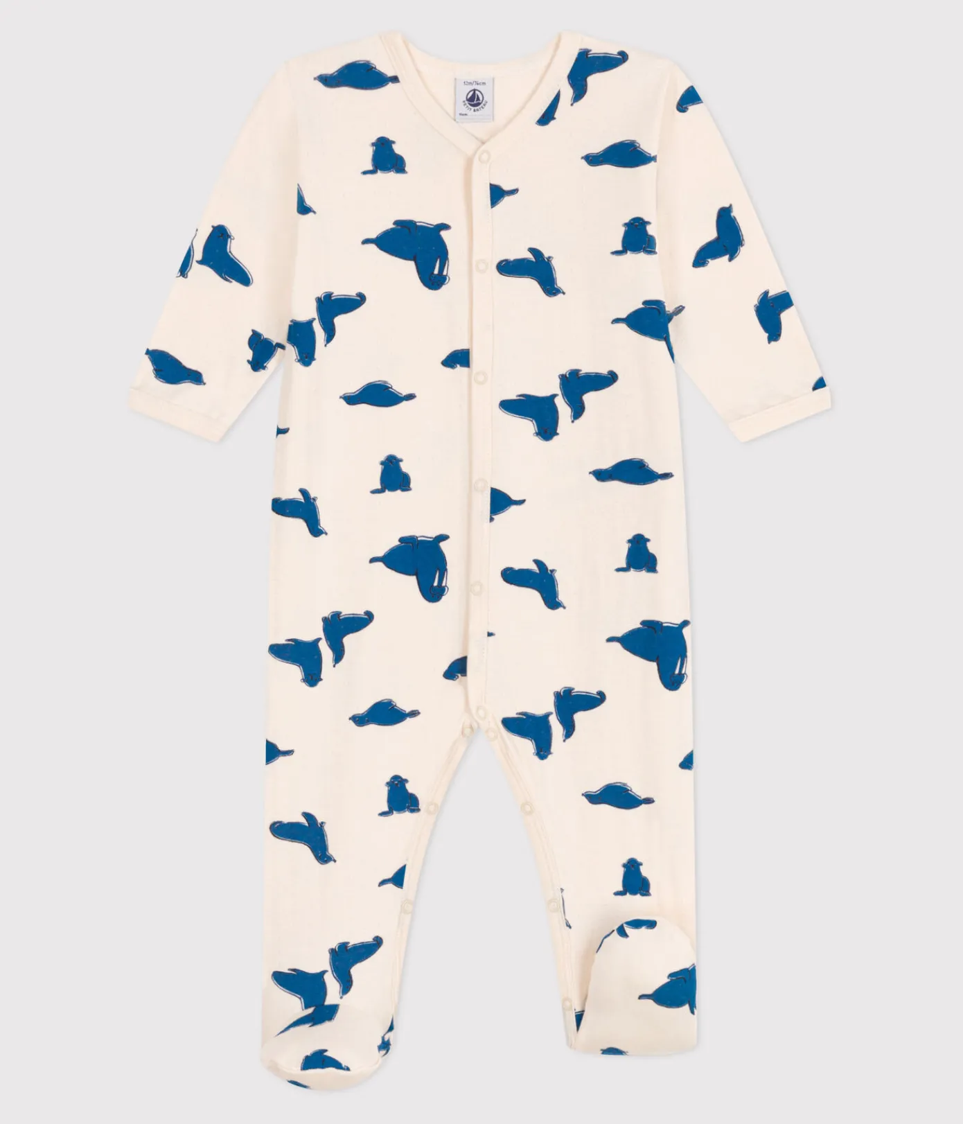 Petit Bateau Schlafanzüge, Strampler*Strampler aus Doppeljersey mit Walross-Motiv weiss AVALANCHE/ MULTICO