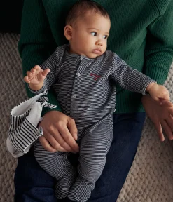 Petit Bateau Schlafanzüge, Strampler|Newborn*Strampler aus Nicki blau SMOKING/weiss MARSHMALLOW