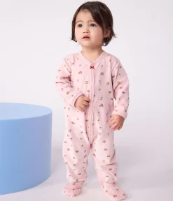Petit Bateau Schlafanzüge, Strampler*Strampler aus Nicki mit Blumenmotiv rosa JOLI/weiss MULTICO