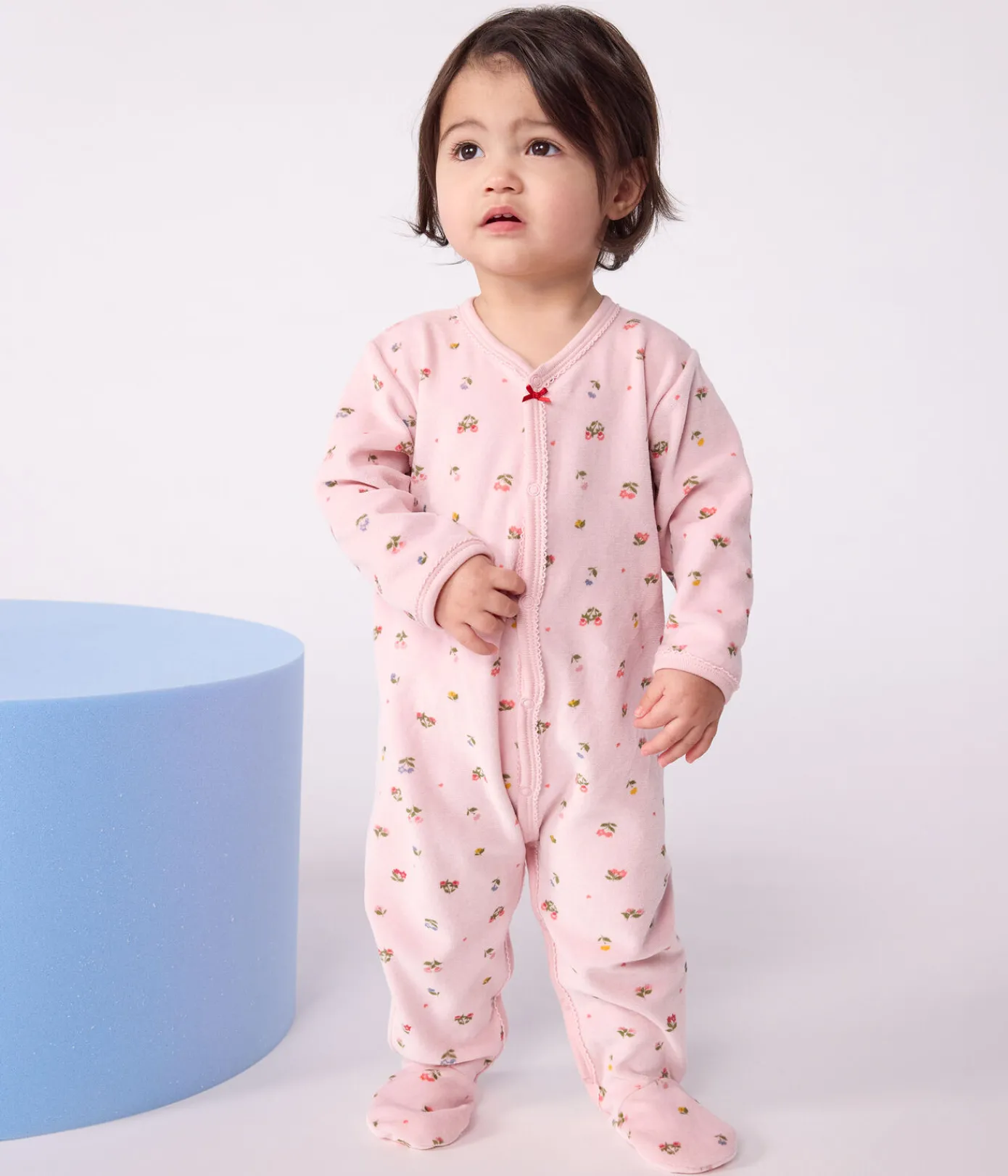 Petit Bateau Schlafanzüge, Strampler*Strampler aus Nicki mit Blumenmotiv rosa JOLI/weiss MULTICO