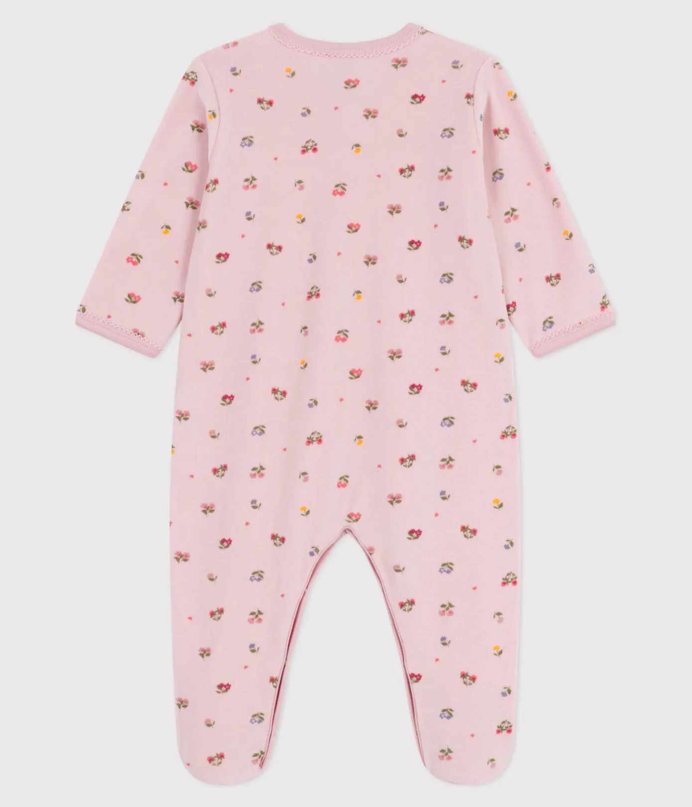 Petit Bateau Schlafanzüge, Strampler*Strampler aus Nicki mit Blumenmotiv rosa JOLI/weiss MULTICO