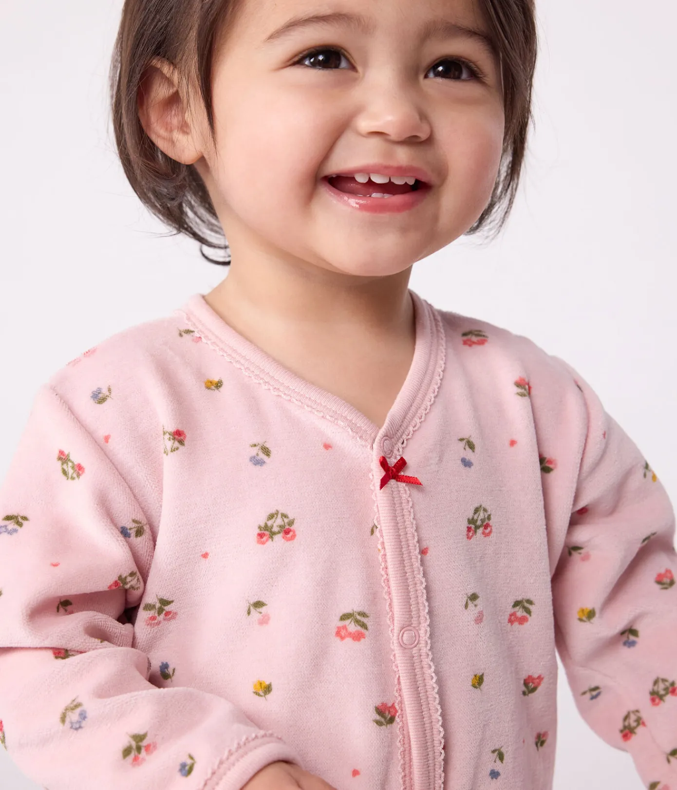 Petit Bateau Schlafanzüge, Strampler*Strampler aus Nicki mit Blumenmotiv rosa JOLI/weiss MULTICO