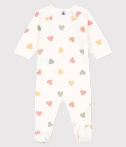 Petit Bateau Schlafanzüge, Strampler*Strampler aus Nicki mit bunten Herzen weiss MARSHMALLOW/weiss MULTICO
