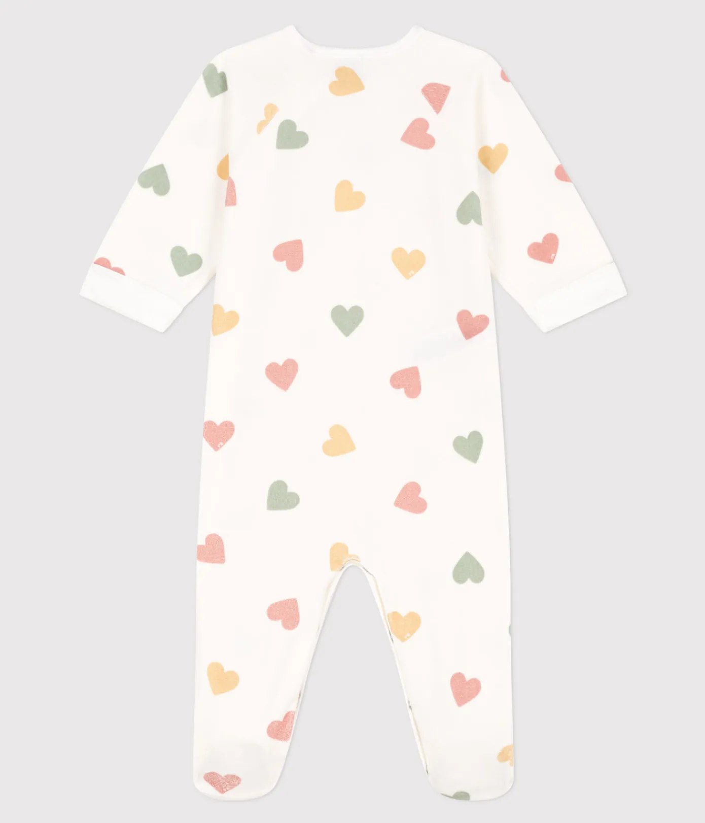 Petit Bateau Schlafanzüge, Strampler*Strampler aus Nicki mit bunten Herzen weiss MARSHMALLOW/weiss MULTICO